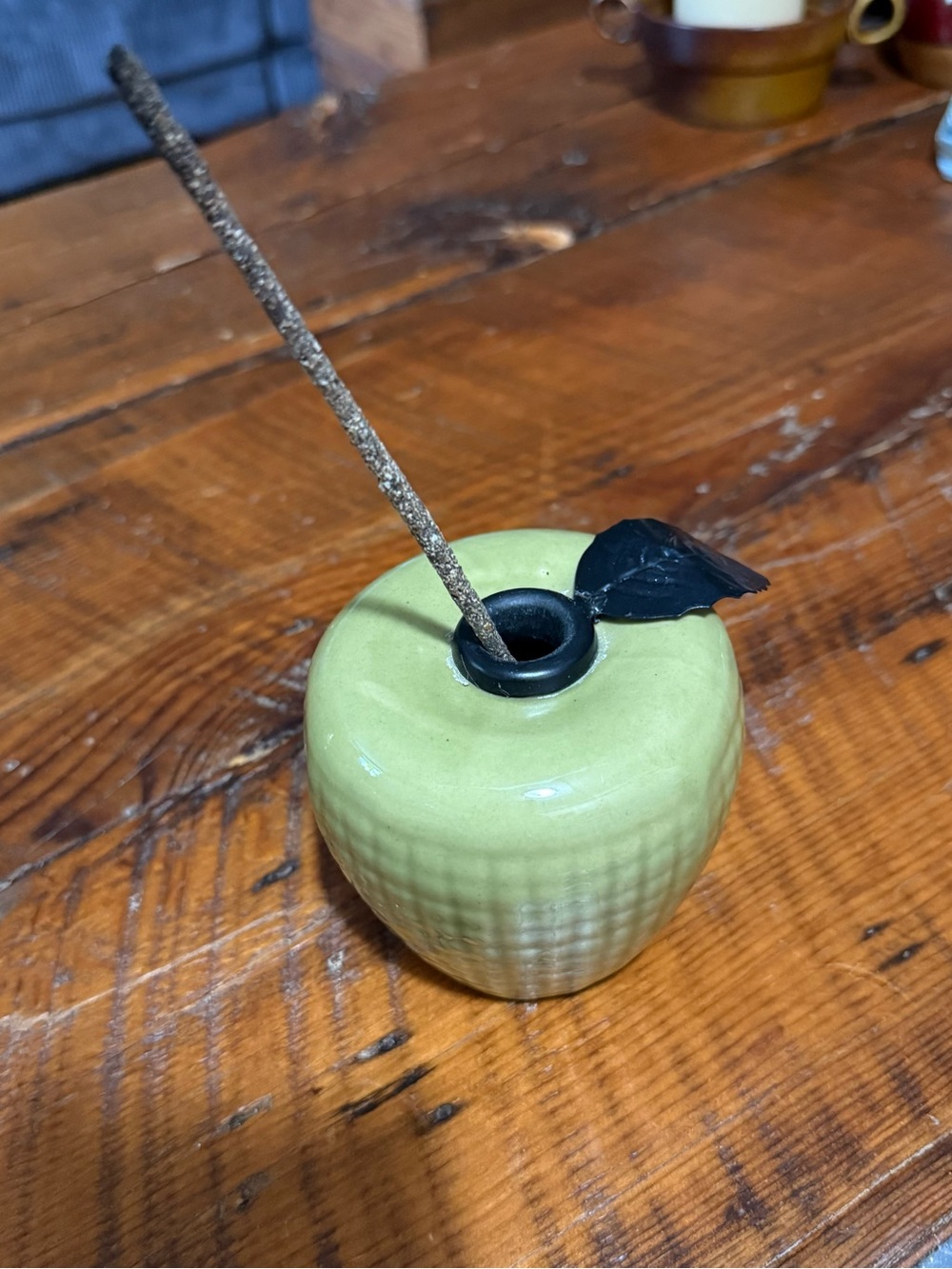 Pier One Green Apple Ceramic Incense Holder
